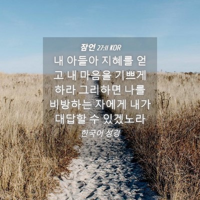 Picture 04 - 잠언 27:11 KOR - 내 아들아 지혜를 얻고 내 마음을 - Bible Verse Picture