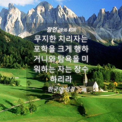 Picture 04 - 잠언 28:16 KOR - 무지한 치리자는 포학을 크게 - Bible Verse Picture