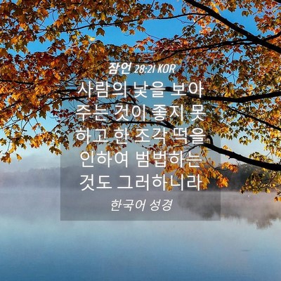 Picture 04 - 잠언 28:21 KOR - 사람의 낯을 보아주는 것이 좋지 - Bible Verse Picture