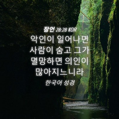 Picture 04 - 잠언 28:28 KOR - 악인이 일어나면 사람이 숨고 그가 - Bible Verse Picture