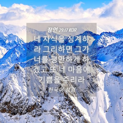 Picture 04 - 잠언 29:17 KOR - 네 자식을 징계하라 그리하면 그가 - Bible Verse Picture