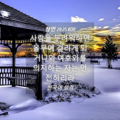 Picture 04 - 잠언 29:25 KOR - 사람을 두려워하면 올무에 걸리게 - Bible Verse Picture
