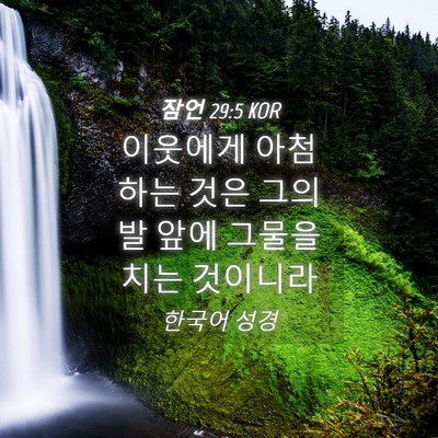 Picture 04 - 잠언 29:5 KOR - 이웃에게 아첨하는 것은 그의 발 - Bible Verse Picture