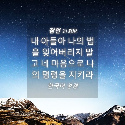 Picture 04 - 잠언 3:1 KOR - 내 아들아 나의 법을 잊어버리지 - Bible Verse Picture