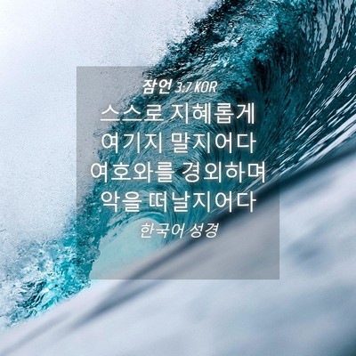 Picture 04 - 잠언 3:7 KOR - 스스로 지혜롭게 여기지 말지어다 - Bible Verse Picture