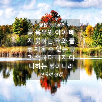 Picture 04 - 잠언 30:16 KOR - 곧 음부와 아이 배지 못하는 태와 - Bible Verse Picture