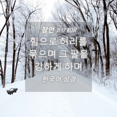Picture 04 - 잠언 31:17 KOR - 힘으로 허리를 묶으며 그 팔을 - Bible Verse Picture