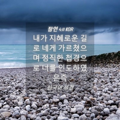 Picture 04 - 잠언 4:11 KOR - 내가 지혜로운 길로 네게 가르쳤으며 - Bible Verse Picture
