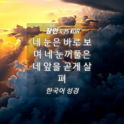 Picture 04 - 잠언 4:25 KOR - 네 눈은 바로 보며 네 눈꺼풀은 네 - Bible Verse Picture