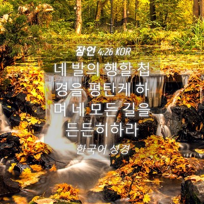 Picture 04 - 잠언 4:26 KOR - 네 발의 행할 첩경을 평탄케 하며 네 - Bible Verse Picture