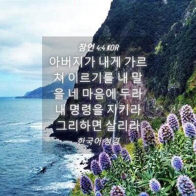 Picture 04 - 잠언 4:4 KOR - 아버지가 내게 가르쳐 이르기를 내 - Bible Verse Picture