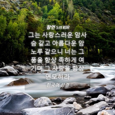 Picture 04 - 잠언 5:19 KOR - 그는 사랑스러운 암사슴 같고 - Bible Verse Picture