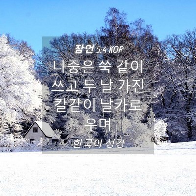 Picture 04 - 잠언 5:4 KOR - 나중은 쑥 같이 쓰고 두 날 가진 - Bible Verse Picture
