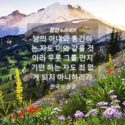 Picture 04 - 잠언 6:29 KOR - 남의 아내와 통간하는 자도 이와 - Bible Verse Picture