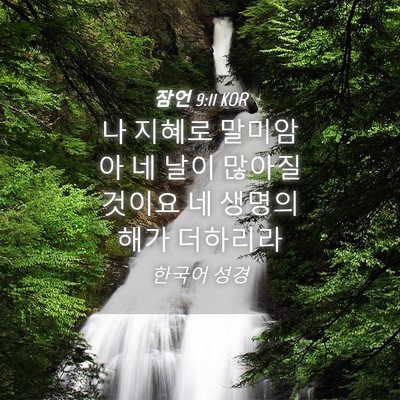Picture 04 - 잠언 9:11 KOR - 나 지혜로 말미암아 네 날이 많아질 - Bible Verse Picture