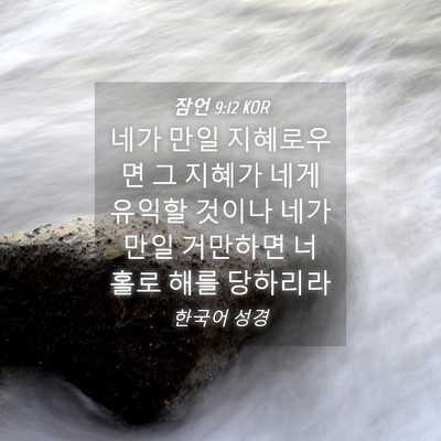 Picture 04 - 잠언 9:12 KOR - 네가 만일 지혜로우면 그 지혜가 - Bible Verse Picture