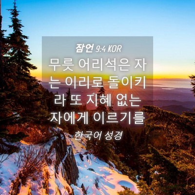 Picture 04 - 잠언 9:4 KOR - 무릇 어리석은 자는 이리로 돌이키라 - Bible Verse Picture