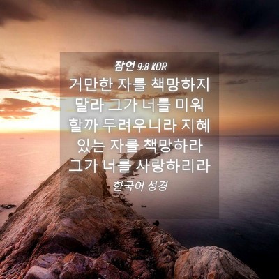Picture 04 - 잠언 9:8 KOR - 거만한 자를 책망하지 말라 그가 - Bible Verse Picture