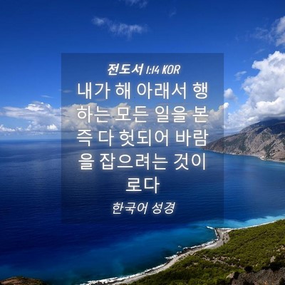 Picture 04 - 전도서 1:14 KOR - 내가 해 아래서 행하는 모든 일을 - Bible Verse Picture