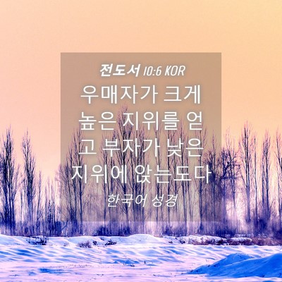 Picture 04 - 전도서 10:6 KOR - 우매자가 크게 높은 지위를 얻고 - Bible Verse Picture