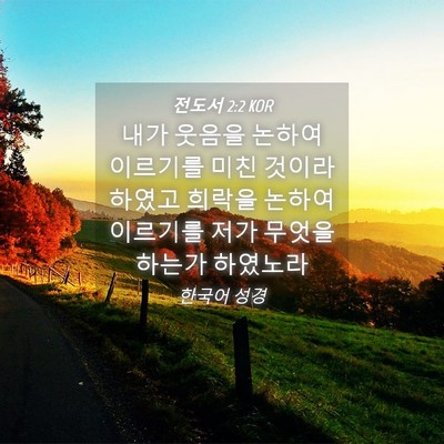 Picture 04 - 전도서 2:2 KOR - 내가 웃음을 논하여 이르기를 미친 - Bible Verse Picture