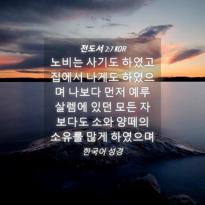 Picture 04 - 전도서 2:7 KOR - 노비는 사기도 하였고 집에서 나게도 - Bible Verse Picture
