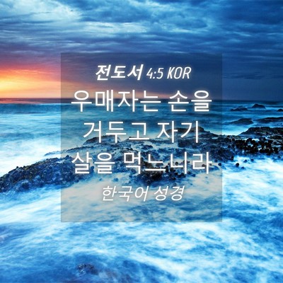 Picture 04 - 전도서 4:5 KOR - 우매자는 손을 거두고 자기 살을 - Bible Verse Picture