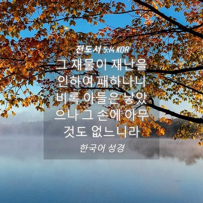 Picture 04 - 전도서 5:14 KOR - 그 재물이 재난을 인하여 패하나니 - Bible Verse Picture