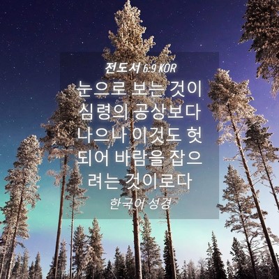 Picture 04 - 전도서 6:9 KOR - 눈으로 보는 것이 심령의 공상보다 - Bible Verse Picture