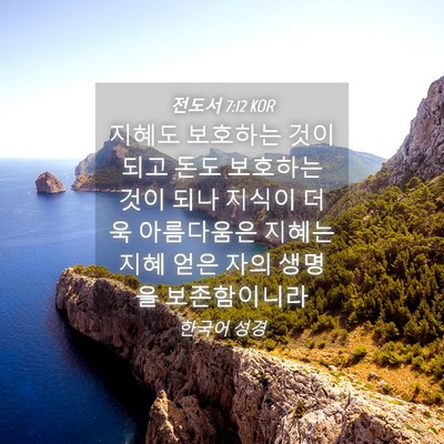 Picture 04 - 전도서 7:12 KOR - 지혜도 보호하는 것이 되고 돈도 - Bible Verse Picture