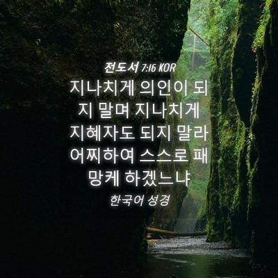 Picture 04 - 전도서 7:16 KOR - 지나치게 의인이 되지 말며 지나치게 - Bible Verse Picture