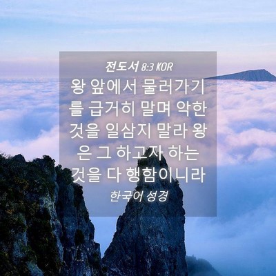 Picture 04 - 전도서 8:3 KOR - 왕 앞에서 물러가기를 급거히 말며 - Bible Verse Picture