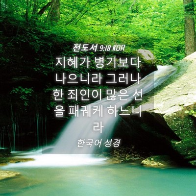 Picture 04 - 전도서 9:18 KOR - 지혜가 병기보다 나으니라 그러나 한 - Bible Verse Picture
