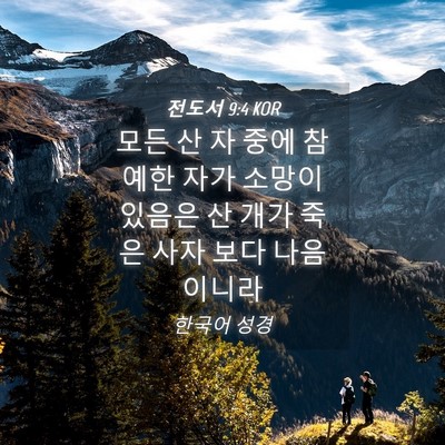 Picture 04 - 전도서 9:4 KOR - 모든 산 자 중에 참예한 자가 소망이 - Bible Verse Picture