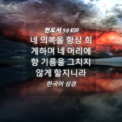 Picture 04 - 전도서 9:8 KOR - 네 의복을 항상 희게하며 네 머리에 - Bible Verse Picture