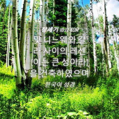 Picture 04 - 창세기 10:12 KOR - 및 니느웨와 갈라 사이의 레센(이는 - Bible Verse Picture