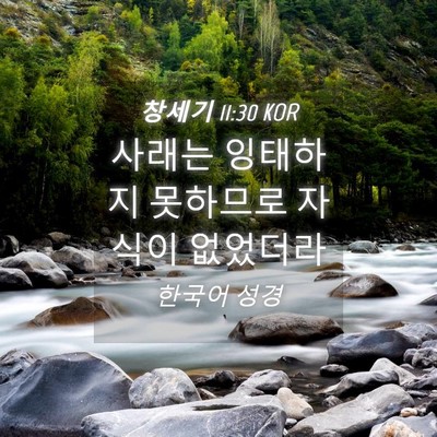 Picture 04 - 창세기 11:30 KOR - 사래는 잉태하지 못하므로 자식이 - Bible Verse Picture