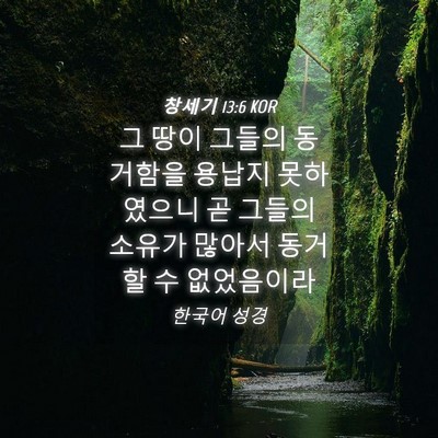 Picture 04 - 창세기 13:6 KOR - 그 땅이 그들의 동거함을 용납지 - Bible Verse Picture
