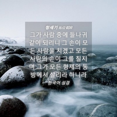 Picture 04 - 창세기 16:12 KOR - 그가 사람 중에 들나귀 같이 되리니 - Bible Verse Picture