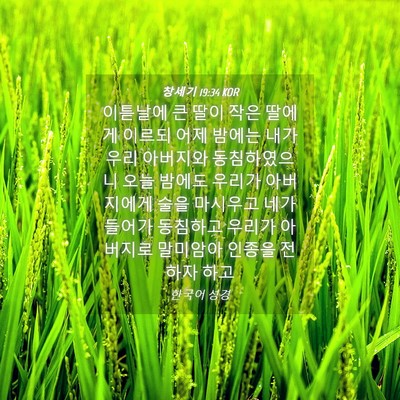 Picture 04 - 창세기 19:34 KOR - 이튿날에 큰 딸이 작은 딸에게 - Bible Verse Picture