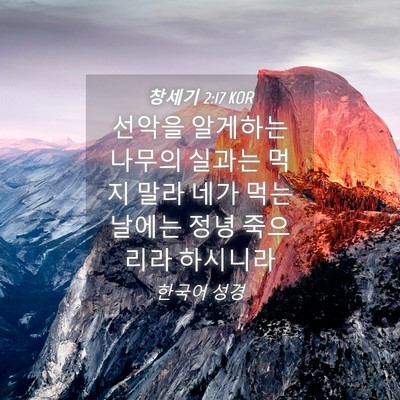 Picture 04 - 창세기 2:17 KOR - 선악을 알게하는 나무의 실과는 먹지 - Bible Verse Picture