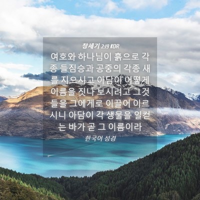 Picture 04 - 창세기 2:19 KOR - 여호와 하나님이 흙으로 각종 - Bible Verse Picture