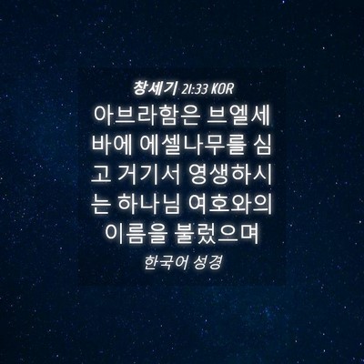 Picture 04 - 창세기 21:33 KOR - 아브라함은 브엘세바에 에셀나무를 - Bible Verse Picture