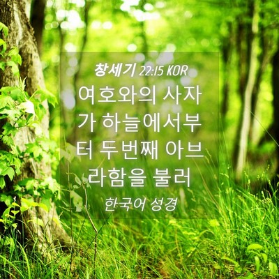Picture 04 - 창세기 22:15 KOR - 여호와의 사자가 하늘에서부터 - Bible Verse Picture