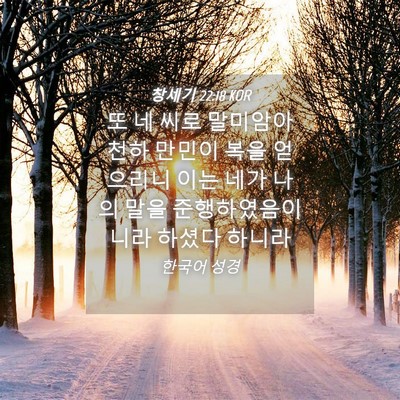 Picture 04 - 창세기 22:18 KOR - 또 네 씨로 말미암아 천하 만민이 - Bible Verse Picture