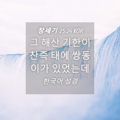 Picture 04 - 창세기 25:24 KOR - 그 해산 기한이 찬즉 태에 쌍동이가 - Bible Verse Picture