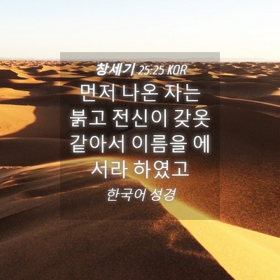 Picture 04 - 창세기 25:25 KOR - 먼저 나온 자는 붉고 전신이 갖옷 - Bible Verse Picture