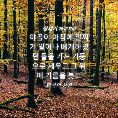 Picture 04 - 창세기 28:18 KOR - 야곱이 아침에 일찌기 일어나 - Bible Verse Picture