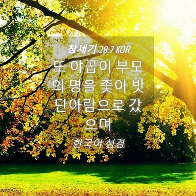 Picture 04 - 창세기 28:7 KOR - 또 야곱이 부모의 명을 좇아 - Bible Verse Picture