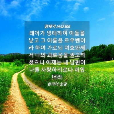 Picture 04 - 창세기 29:32 KOR - 레아가 잉태하여 아들을 낳고 그 - Bible Verse Picture